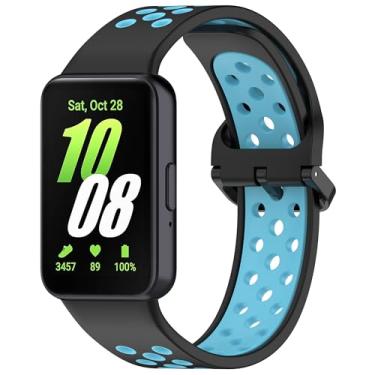 Imagem de Pulseira esportiva de silicone de substituição adequada para Samsung Galaxy Fit 3, respirável, dois tons, porosa, para Galaxy Fit 3 2024 SM-R390, mulheres e homens