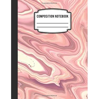 Imagem de Caderno de composição: Caderno de redação de mármore líquido rosa 200 8,5 x 11 páginas pautadas largas grandes design bonito