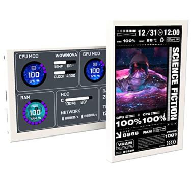 Imagem de Monitor de temperatura para computador WOWNOVA de 5", compatível com tema dinâmico, painel sensor ARGB para gabinete de PC, tela secundária IPS tipo C USB Mini, monitor de dados de CPU, RAM e HDD