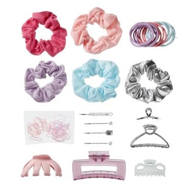 Imagem de Scunci by Conair Kit de acessórios de cabelo de 82 peças - acessórios de cabelo para mulheres - clipes de garra - inclui armazenamento empilhável