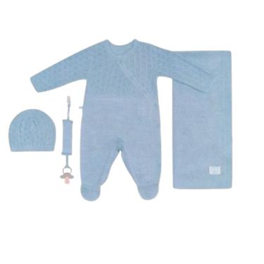 Imagem de Saída maternidade tricô menino e menina 4 peças - bebê