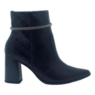 Imagem de Bota Feminina Ramarim Cano Curto Preta Com Strass