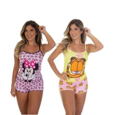Imagem de Kit 2 Pijama Short Doll Personagem Frimodas Adulto-Feminino
