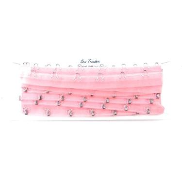 Imagem de SEW TRENDZ Par de 2 jardas de tecido de malha de organza transparente com fita de gancho e olhal 2,5 cm pol. Espaçamento de borda de metal prata acabamento cordão espartilho lingerie costura