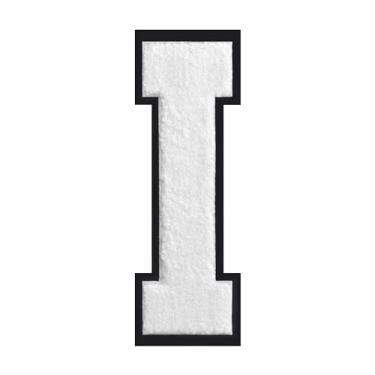 Imagem de Remendos de letras de ferro de 16,5 cm branco chenille remendos de letras grandes do time universitário adesivos de jaqueta Letterman para roupas (branco-I)