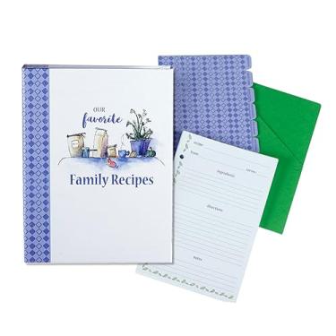 Imagem de Fichário de receitas da nossa família favorita, fichário de receitas de 3 anéis, livro de receitas em branco com 50 páginas de receitas pautadas e 8 divisórias de categoria, 14 cm x 21 cm x 4 cm organizador de receitas da Meadowsweet Kitchens