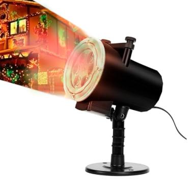 Imagem de Refletor Projetor de Natal LED à Prova D’Água 3D – 6 Desenhos Natalinos, Luz Colorida, Ideal para Jardim, Fachada e Decoração Externa Interna – Bivolt 110V/220V Premium