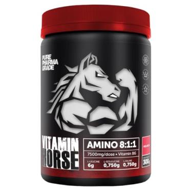 Imagem de BCAA Aminoacid 8:1:1 7500mg/dose Enriquecido com Vitamina B6 ultra concentrado 300g Melancia - Vitamin Horse (300g, Melancia)