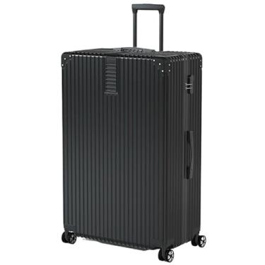 Imagem de Mala de mão PC + ABS com trava rígida bagagem de mão pequena com rodas giratórias, Preto meteorito [ângulo reto retrô + zíper à prova de arranhões], 30