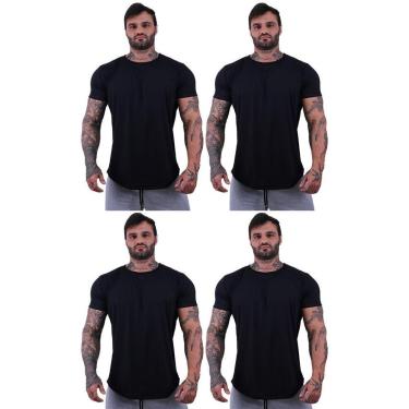 Imagem de Kit 4 Camiseta Longline MXD Conceito Slim Cores Básicas e Mescladas Lisas-Masculino