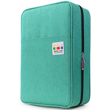 Imagem de Estojo de lápis colorido YOUSHARES 304 compartimentos organizador de caneta com zíper e envoltório prático, suporte multicamadas para lápis coloridos Prismacolor e caneta de gel (verde)