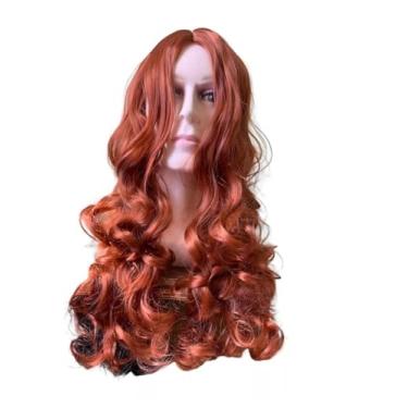 Imagem de Peruca Longa Sintética Ruiva Ondulada comprida vermelha com topo implantado 60cm