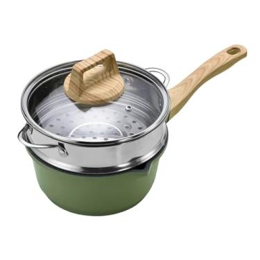 Imagem de Conjunto de frigideiras antiaderentes, panela de sopa de pedra, panela de leite com cabo de madeira, conjunto de utensílios de cozinha para cozinha, panela a vapor de 16 cm G