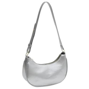 Imagem de Bolsas de ombro pequenas crescentes para mulheres, linda bolsa de mão mini clutch underarm, Prata