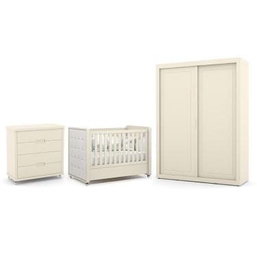 Imagem de Dormitório Tutto New 2 Portas, Cômoda 4 Gavetas e Berço com Capitonê - Matic Móveis