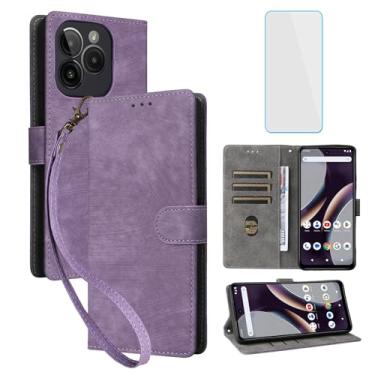 Imagem de IUQXU Capa carteira para celular BLU Bold K10 / BLU G54 com protetor de tela [bloqueio RFID] Capa de celular de couro flip com suporte para cartão feminino e masculino para BLU G 54 BLUK10 BLUG54 Roxo