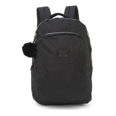Imagem de Mochila Juvenil Crinkle Tactel Up4you Com Pompom - Luxcel, Preto