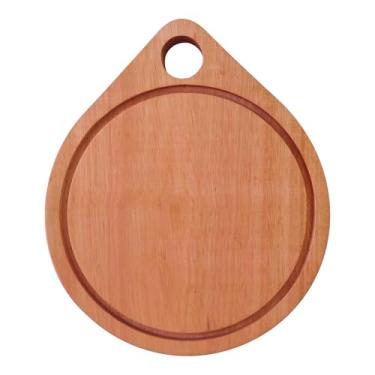 Imagem de KIAGA, Tábua de Hambúrguer em Madeira de Eucalipto Maciço - Redonda com Furo com Óleo Mineral Cor:NATURAL;Tamanho:22X25,5 CM