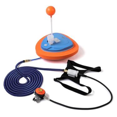 Imagem de TUXING Ventilador de mergulho, tanque de mergulho recarregável portátil 5 horas à prova d'água sem tanques, mangueira de 13,7 m e regulador de respiração de mergulho, narguilé de polvo com bocal