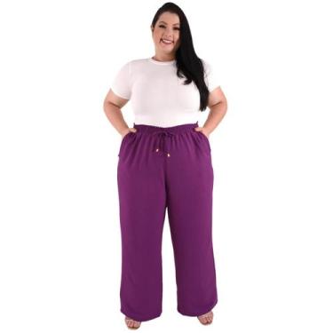 Imagem de Calça Plus Size Estilo Pantalona Feminina Cintura Alta Dunas Tendencia