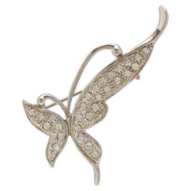 Imagem de Broche Strass Borboleta BRG9660 - Akasaki, Cristal, Prateado