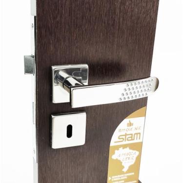Imagem de Fechadura para Porta Interna/Quarto 813/21 Quadrada Cromada - Stam