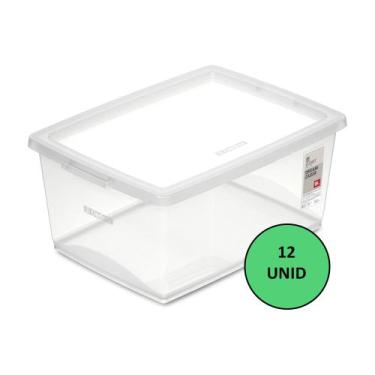 Imagem de 12 Caixa Organizadora Com Tampa Plástico Cristal Ordene 15l