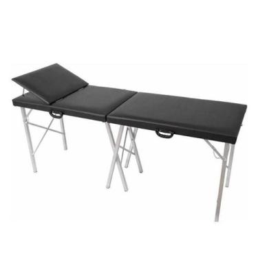 Imagem de Maca Portátil Com Reclinagem Gold Preta 170 Kg - Mundo Das Macas