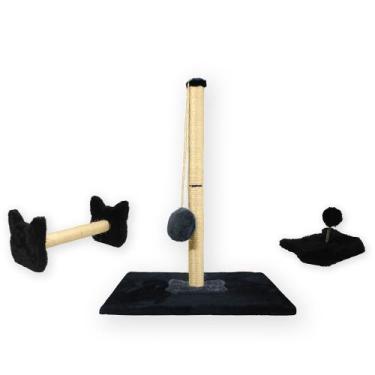 Imagem de Arranhador Para Gatos Sisal Poste G com Bola Pelúcia Brinquedo Cara de