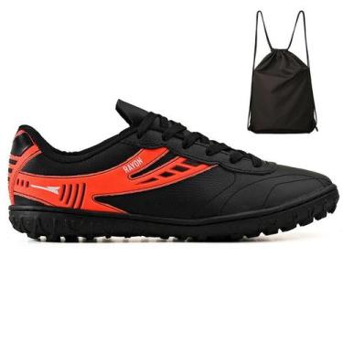 Imagem de Kit Chuteira Society Couro Campo Grama Sintetica + Mochila Adulto - Ra