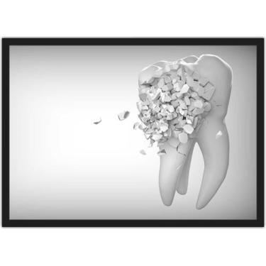 Imagem de Quadro Decorativo Dentista Odontologia Consultórios Dente Com Moldura 
