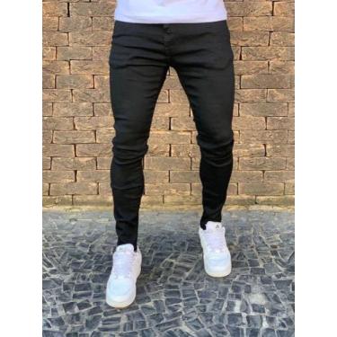 Imagem de Calça Masculina Skinny com Lycra - Volgue, Jeans preto, 40