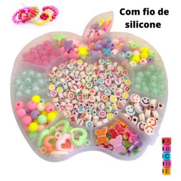 Imagem de Kit Miçanga Infantil completo Para Pulseira e acessórios Maçã. - Lilo