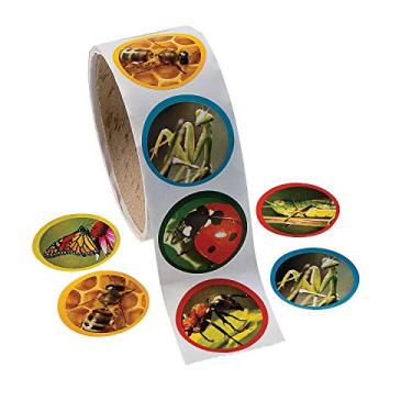 Imagem de Fun Express Realistic Bug & Insect Stickers (100 Stickers Per Roll) 1.5" Stickers, Classroom Incentives, Scrapbooking, Arts & Crafts