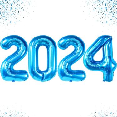 Imagem de Números de balões azuis 2022 - 101 cm, decorações de festa de formatura azuis 2022 | Balões de formatura, decorações de formatura azuis 2022 | Balões de turma 2022, classe de festa de graduação de 2022