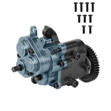 Imagem de BRCatWPark Aluminum Transmission Gearbox with Metal Internal Gears and Bearings Upgrades Part for 1/10 TRX4 TRX6 RC Crawler Car,2 Speed Transmission Gearbox,Titanium/Black