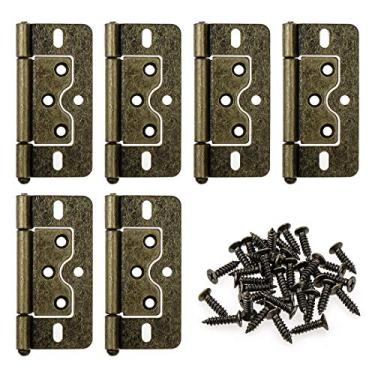 Imagem de LICTOP Dobradiças de porta sem encaixe bronze antigo 7,6 cm dobradiças de porta borboleta 6 peças