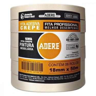 Imagem de Fita Crepe Adere Para Pintura Imobiliaria 427 Profissional 18Mm X 50M 