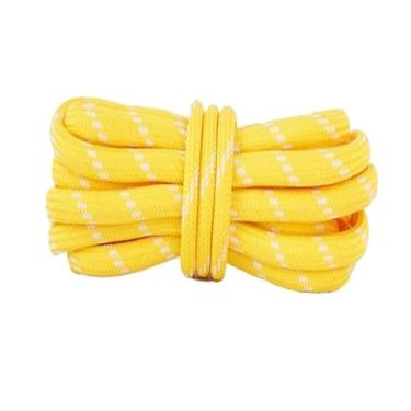 Imagem de DIY Freedly Round Leather Shoelaces Canvas Casual Boots Shoe Laces Rope Shoestrings(1 pair yellow)