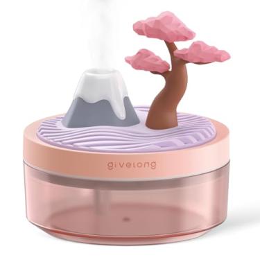 Imagem de TECHPLUS Mini umidificador de ar silencioso para quarto com decoração de paisagem para berçário, escritório, sala pequena e planta, luzes noturnas, desligamento automático, dois modos de pulverização