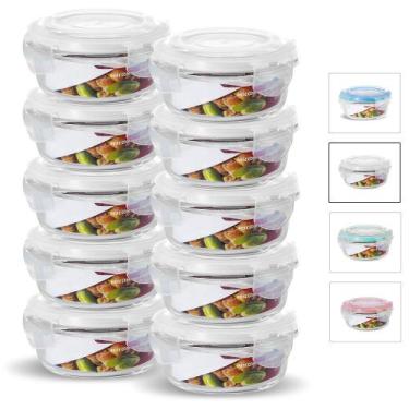 Imagem de KIT 10 Potes de Vidro Redondo com Tampa Hermética 400ml - U4HOME, Bran