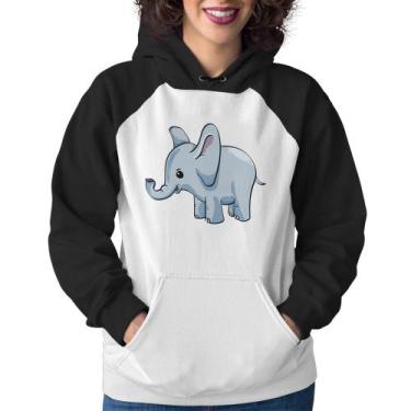 Imagem de Moletom Feminino Elefante Bebê - Foca na Moda, Branco, Preto, P