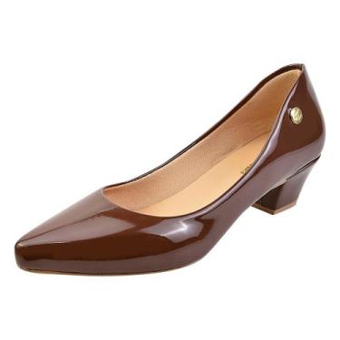 Imagem de Sapato Feminino Scarpin Bico Fino Verniz Donna Santa 36.001, Café, 36