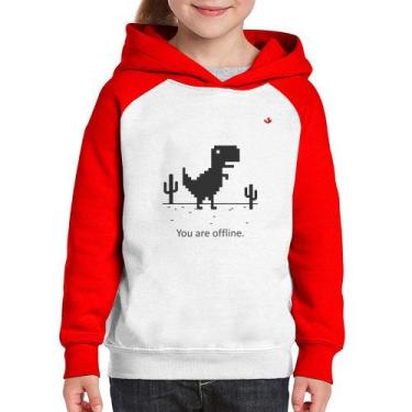 Imagem de Moletom Infantil You are offline - Foca na Moda, Branco, Vermelho, 10