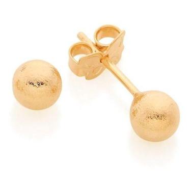 Imagem de Brinco Bolinha Escovada 2 Furo Daminha Infantil 5 Mm - De Castro joias