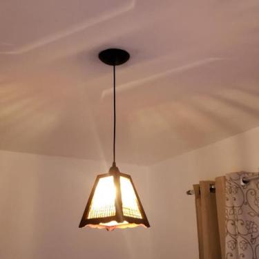 Imagem de Lustre de Teto Pendente Retrô Rústico Bambu Fibra Natural - CL DECORAC