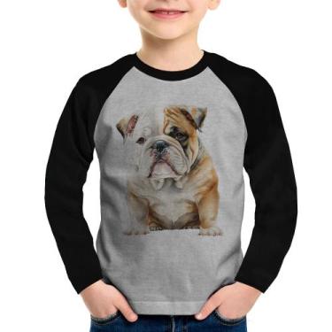 Imagem de Camiseta Raglan Infantil Bulldog-Inglês Manga Longa - Foca na Moda, Ci