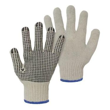 Imagem de Kit 12x Luvas Pigmentada Pvc Proteção Epi Tricotada 4 Fios - PROTEPLUS