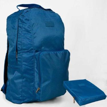 Imagem de Mochila Escolar Viagem Bolsa Academia Unissex Dobrável Azul CBRN17539 