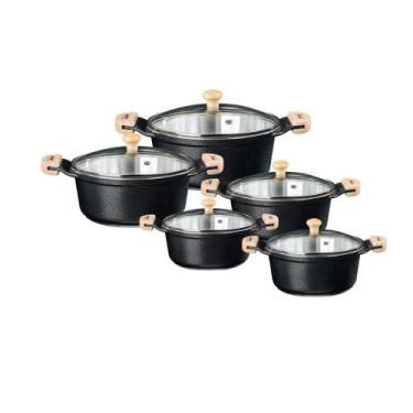 Imagem de Jogo de panelas aluminio fundido javali com tampa de vidro